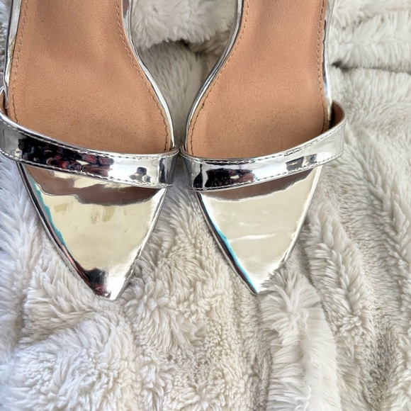 Public Desire Silver Stiletto High Heels with Ankle Strap Size 7 - Picture 3 of 13